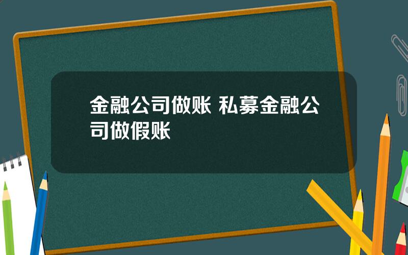 金融公司做账 私募金融公司做假账